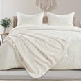 thumbnail image 5 of Home Soft Things Leaf Pattern Faux Fur Throw Blanket with Micromink Back, Solid Color Fuzzy Super Soft Cozy Plush Throw, 60x70 inches, White, 5 of 10