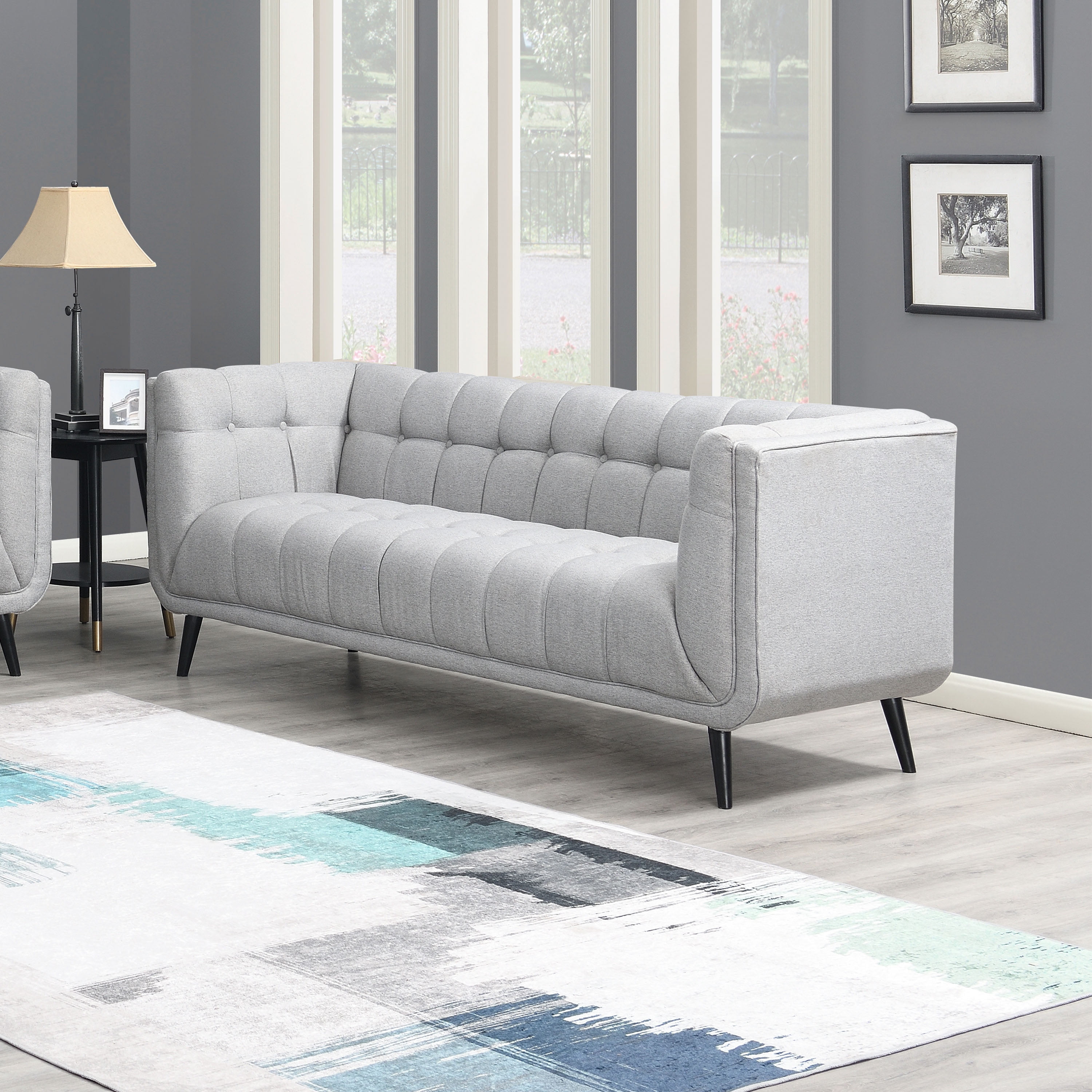 AC Pacific Mid-Century Modern Gray Living Room Sofa - Walmart.com