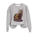 thumbnail image 2 of CLOISE Sweatshirt for Women Graphic Oversized Sweatshirts Round Neck Long Sleeve Hoodies Shirts Gray Drop Shoulder Basic Tees Fall Tunic Y2k Outfits M, 2 of 4