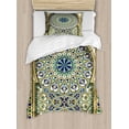 thumbnail image 1 of Turkish Pattern Twin Size Duvet Cover Set, Arabic Arch and Frame with Geometric Details Stars and Triangles, Decorative 2 Piece Bedding Set with 1 Pillow Sham, Caramel Green Indigo, by Ambesonne, 1 of 3