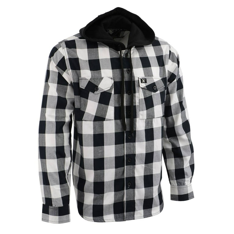 NexGen MNG11629 Men's Black and White Long Sleeve Cotton Flannel Shirt with  Hoodie Medium - Walmart.com
