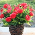thumbnail image 2 of 10-branch Artificial Rose Bouquet Simulation Floral Decor Wedding Party Cloth Fake Flower, Red, 2 of 8