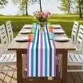 thumbnail image 4 of Blue Purple Stripe 90 Inch Table Runner, Gradient Geometric Vertical Striped Farmhouse Dresser Scarf Cotton & Linen Tablerunner for Dining/Kitchen Island/Holiday Party Décor 13" x 90", 4 of 9