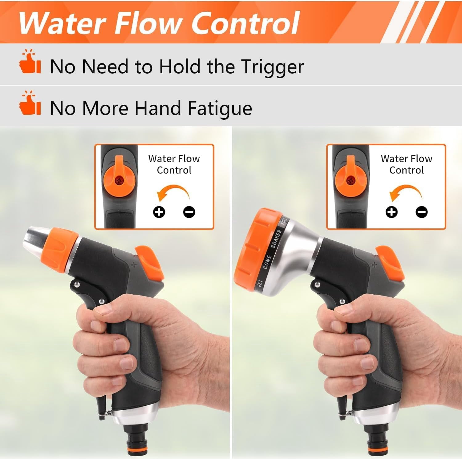 2 Pack Garden Hose Nozzle: High Pressure Water Hose Sprayer with 10 & 2 Spray Patterns - Lightweight & Rust-Proof Handheld Spray Gun (Black)