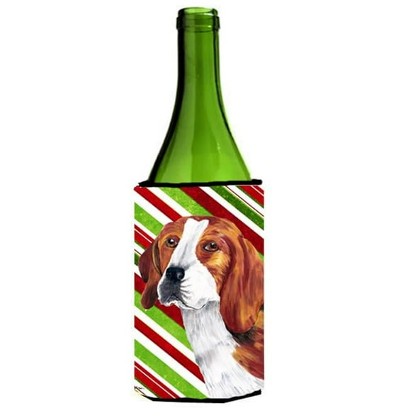 Beagle Candy Cane Holiday Christmas Wine bottle sleeve Hugger - 24 oz.