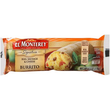 Ruiz El Monterey Egg and Cheese Sausage Breakfast Burrito 4.5 Ounce — 24 per case.