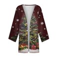 thumbnail image 7 of Women's Casual and Fashionable Christmas Printed Lightweight Mid-Length Jacket Cardigan, for Spring and Fall Wear,Wine,M, 7 of 7