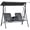 Gray, variant on Wooden Garden Bench with Table and Umbrella Hole, 2-Seat Wagon Wheel Outdoor Bench, High Backrest Armrests for Patio Backyard, Natural Wood Fir Construction