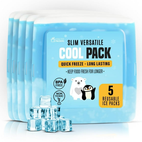 Paquetes de Hielo Reutilizables Healthy Packers Slim para Loncheras 5-Pack