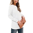 thumbnail image 4 of Annhoo Womens Long Sleeve Tops Fall Elegant Lace Trim Round Neck Blouses Trendy Comfy Going out Vacation Shirts, 4 of 8