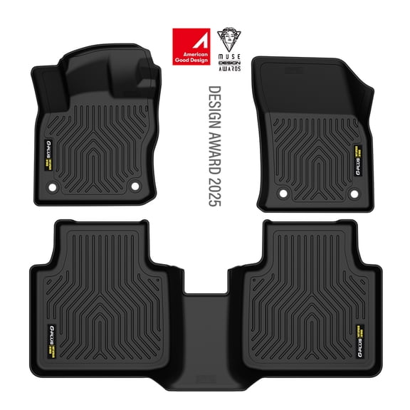 Floor Mats fit for Volkswagen Tiguan 2018 2019 2020 2021 2022 2023 All Weather Protection TPE Floor Liner Waterproof 1st & 2nd Row 3PCS Cargo Liner Black
