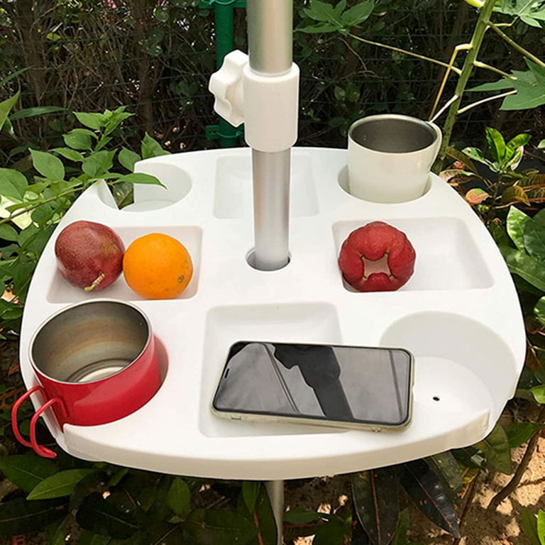 food tray for patio umbrella Tangkula Outdoor Table Tray, Portable Round Table with Umbrella Hole market umbrellas and 910 ft Grandhome 11'' Patio Umbrella Table