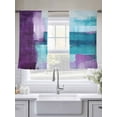 thumbnail image 4 of Purple Turquoise Oil Painting Sheer Curtains 45 Inch Length 2 Panels Set, Abstract Modern Geometric Voile Window Treatment Rod Pocket Small Kitchen Curtains Drapes for Bedroom 52"x45"x2, 4 of 7