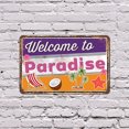 thumbnail image 5 of Welcome To Paradise Vintage Style 10 Inch x 14 Inch Novelty Plastic Sign Leave Worries At The Gate Durable Weatherproof Perfect for Porches Patios Lake Houses Fun Gift for Families, 5 of 6