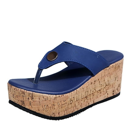

OAVQHLG3B Women s Sandals Clearance 2023 Summer Solid Color Platform Women s Waterproof Stand Wedge Sandals Women s Shoes