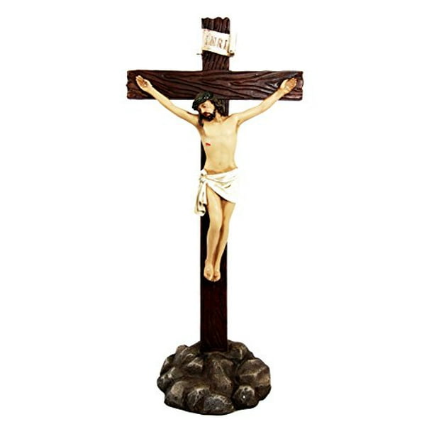12 25 Tall Jesus Christ On The Cross Of Calvary Hill Decorative Crucifix Figurine Walmart Com