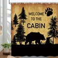 thumbnail image 3 of Country Style Bear Shower Curtain, Wild Animal Forest Decor Rustic Cabin Shower Curtains Bathroom Waterproof Cloth 72x72 Inch, Hooks Included, 3 of 6