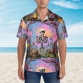 thumbnail image 2 of Fotbe Sky Sunflower Skull Hawaiian Shirt for Men Unisex Summer Beach Casual Short Sleeve Cotton Linen Button Down Shirts-Small, 2 of 5