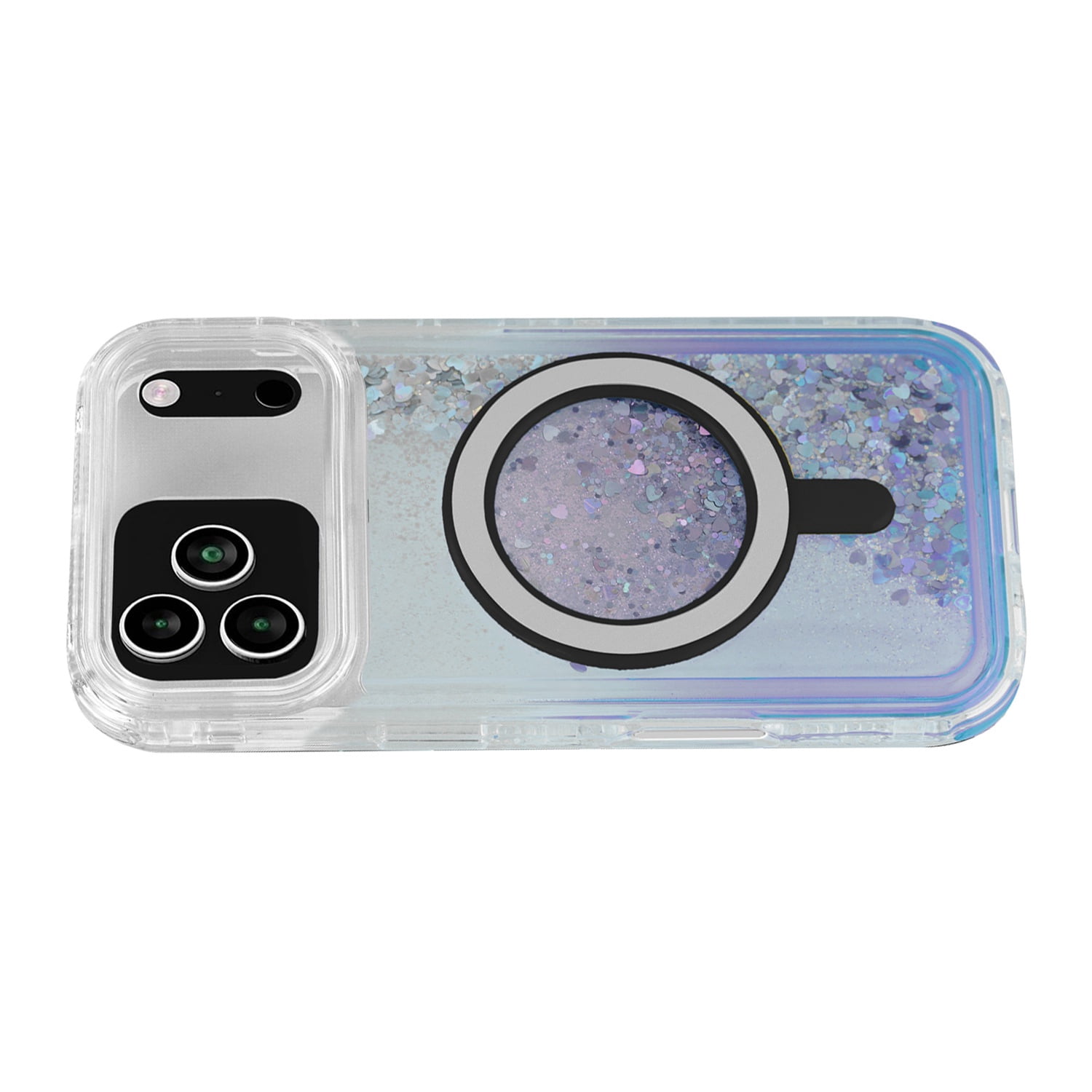 Durable Wireless Charging Protective Glitter Liquid Bumper Case for iPhone 17 Pro Max - Blue