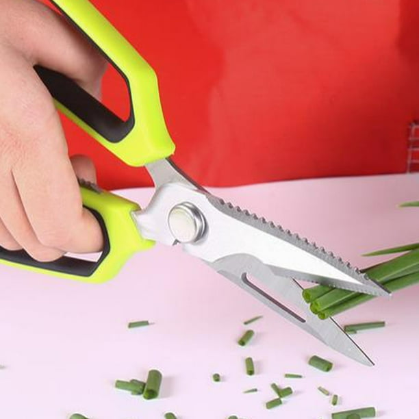 Tijeras para cortar pollo Acero inoxidable grande | Cizalladoras de cocina multipropósito | Servicio Pesado | Verde Rosa Gris Azul | 22,8cm | Mango ergonómico seguro | Limpieza fácil | Herramienta