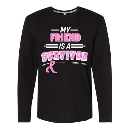 Inktastic My Friend is a Survivor Breast Cancer Awareness Long Sleeve T-Shirt
