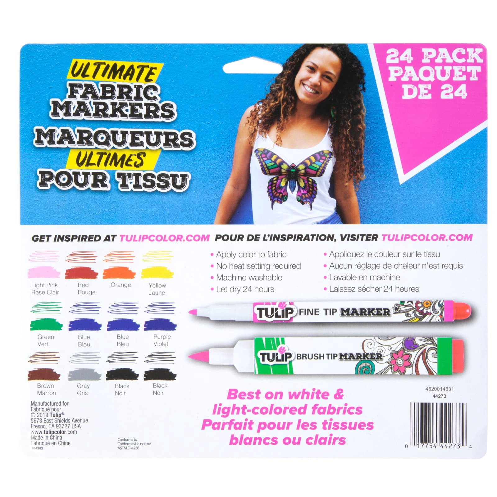 Tulip Ultimate Fabric Markers Rainbow, 6 Packs: 24 ct. (144 total)