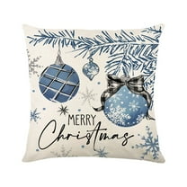 Moocorvic Christmas Blue and White Check Plaid Throw Pillow Covers, for Sofa Couch Bedroom Farmhouse Decorative 18X18