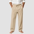 thumbnail image 2 of Akiihool Mens High Waisted Trousers Men's Straight Fit Flat Front Chino Pant Khaki,M, 2 of 5