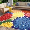 thumbnail image 2 of Arenarug 8'x10' Chenille Outdoor Area Rug, Waterproof Washable Rainbow Tropical Floral Rug for Patio Deck Porch Backyard Living Room, 2 of 7