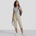 thumbnail image 6 of Dwellite Cargo Pants For Women 2026 Summer Casual High Waisted Button Loose Travel Hiking Comfy Capri Cropped Pants With Pockets Khaki M, 6 of 8