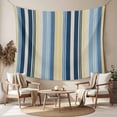 thumbnail image 2 of Blue Yellow Striped Tapestry for Bedroom Wall Hanging Tapestry, Farmhouse Stripes Vintage Ceiling Backdrop Tapestries Poster Blanket Wall Decor for Teens Room Living Room Dorm 59" x 90", 2 of 8