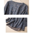 thumbnail image 5 of Whlbf Womens Tops Clearance Long Sleeves Ramie V-Neck Floral Retro Literary Shirt Loose Long-Sleeved Everything Top V-Neck Shirt, 5 of 5