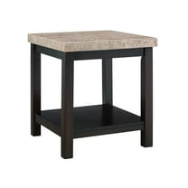 Picket House Furnishings Caleb Square Marble Top End Table in Espresso