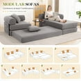thumbnail image 3 of Muumblus L-Shape Convertible Floor Sofa Bed, Comfy Foldable Modular Sleeper Sectional Couch for Living Room, Bedroom, Gray Corduroy, 3 of 14