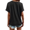 thumbnail image 6 of Liher Women Basic Tshirts V Neck Summer Tops Roll Short Sleeve Tee Shirts Casual Loose Solid Tunic Blouse Top Black XL, 6 of 6