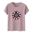 thumbnail image 4 of Usmixi Shirts for Women Independence Day Plus Size Loose Patriotic Tee Tops Summer Casual Crewneck Short Sleeve Sunflower Flag Print Ladies Blouses Pink l, 4 of 4