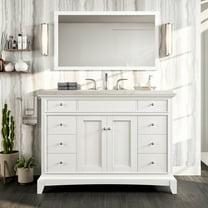 Eviva Elite Stamford 42"W x 22"D White Bathroom Vanity with Double Ogee Edge White Quartz Vanity Top and Oval Undermount Sink