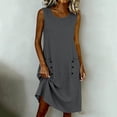 thumbnail image 7 of fheaev Women's Midi Dress Sleeveless Crew Neck Button Pocket Loose Casual Summer for Everyday Gray S, 7 of 7