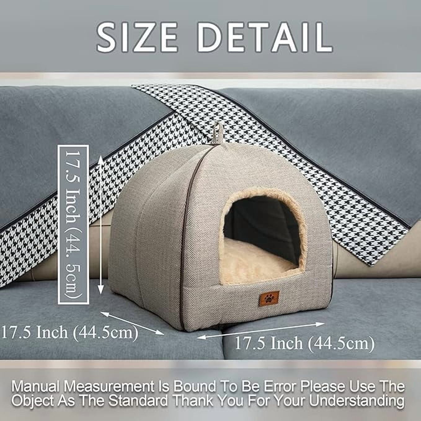 WINDRACING Cat Bed, Enclosed Warm Pet Cave Tent House with Removable Washable Cushioned Pillow, Soft Plush Hideout Nest for Indoor Kittens & Small Puppies