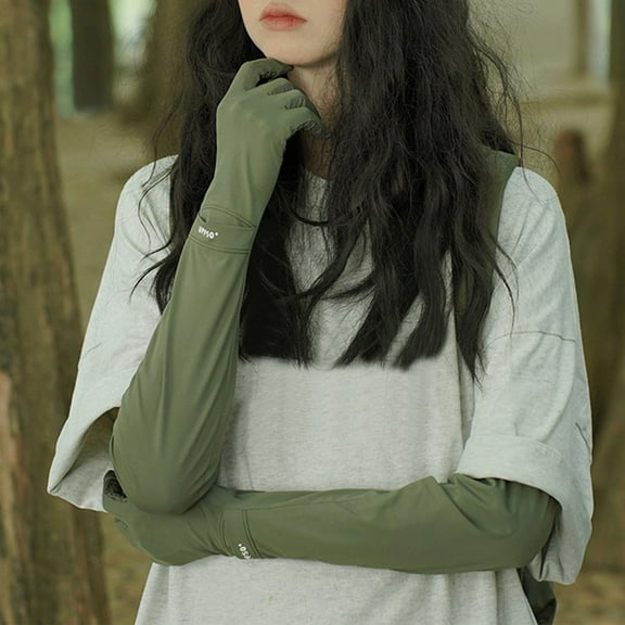 Ranliy Uv Protection Gloved Arm Sleeves for Women Cycling Ice Arm Sleeve Sun Compression Long Arm Cover for Sports, Cycling, Golf