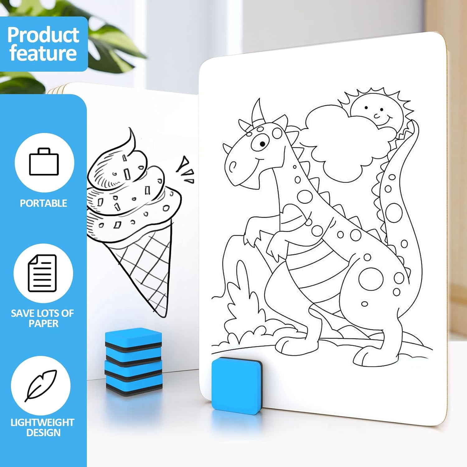 Dry Erase LapBoards, 16 Pack Double Sided 12.5 x 9 Inch Whiteboards with 16 Erasers, Dry Erase Boards for Office Students Classroom Teacher Supplies