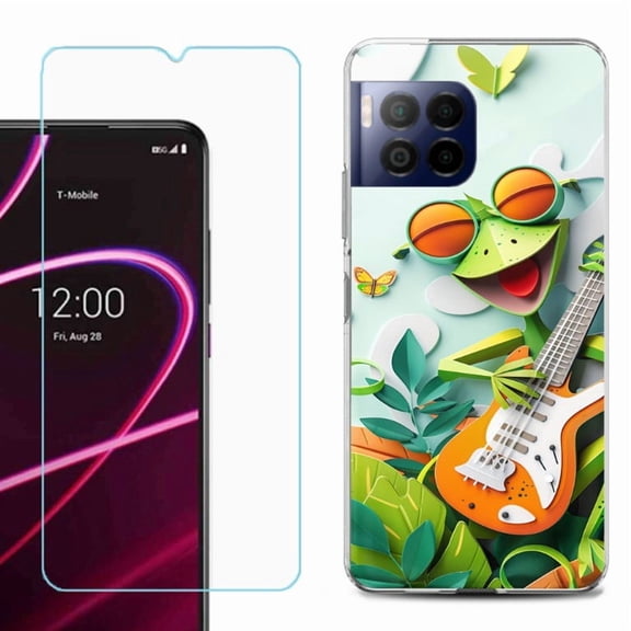 For T-Mobile Revvl 7 Pro 5G Phone Case, Shockproof Case Cover with Tempered Glass Screen Protector, by OneToughShield – Grasshopper