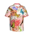 thumbnail image 2 of Bixox Men's Hawaiian Shirts Men's Flowers And Birds Watercolor Print Short-Sleeve Shirt-Small, 2 of 8