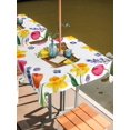 thumbnail image 2 of Outdoor Tablecloth with Umbrella Hole for Patio/Picnic/Party/Camping, Spring Floral Waterproof Table Cloth Square Cover Washable, Watercolor Lemons in Basket Garden Flowers (54"x 54"), 2 of 8