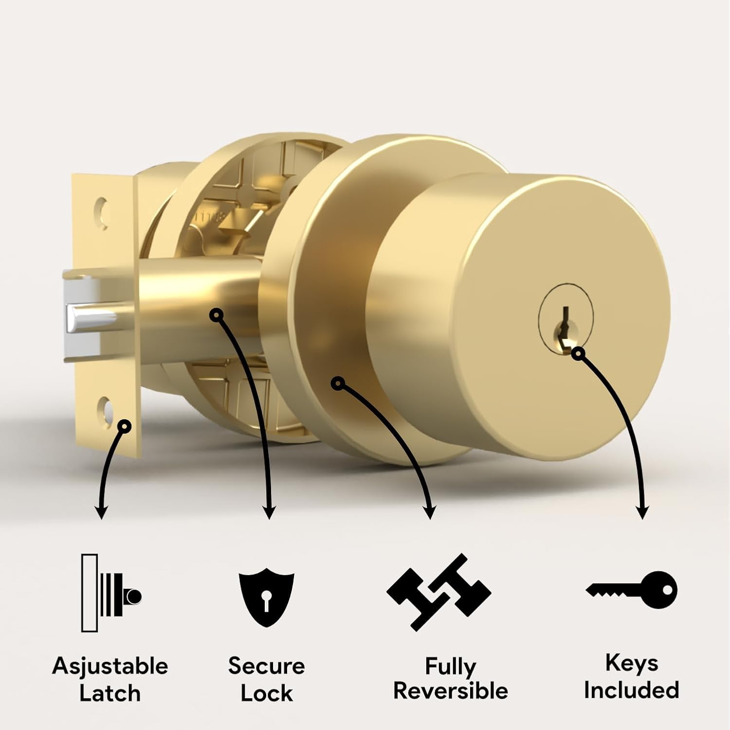 Mega Handles | Buena Entry Door Knob | Satin Brass