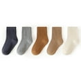 thumbnail image 3 of WOLLED 5 Pairs Kids Toddler Knitted Cotton Socks baby Boys Girls Candy Color Student Mid-Calf Socks for 1-12Y, 3 of 9