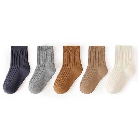 MXIEZI 5 Pairs Kids Toddler Cotton Crew Socks Athletic Socks for 1-12Y