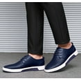 thumbnail image 7 of Santimon Breathable Leather Shoes Men Casual Shoes Non-Slip Sneakers Blue 12.5 US, 7 of 7