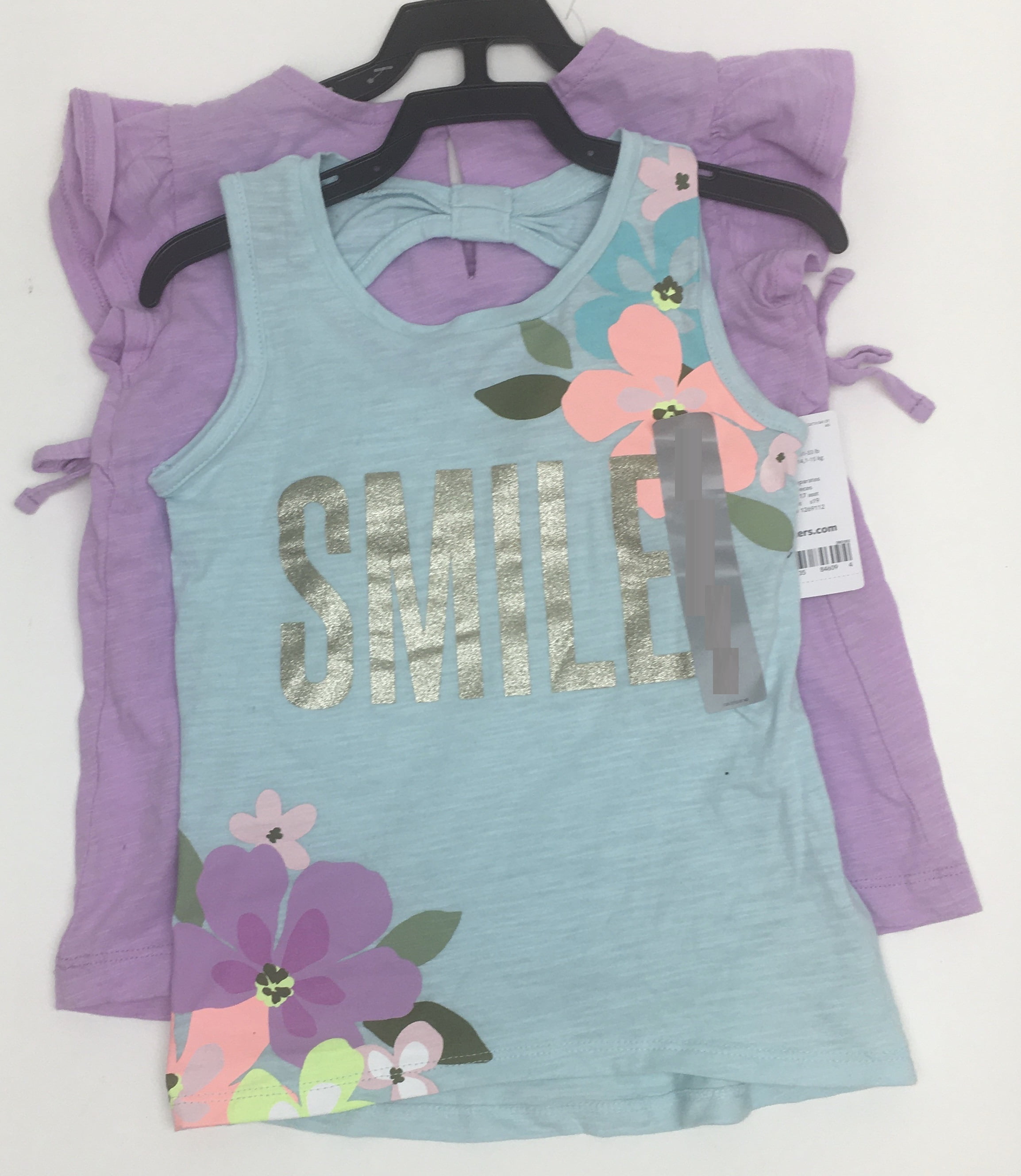 Carters Girls' 2 Piece Tops Floral Tank Top and Purple Blouse 4 NEW