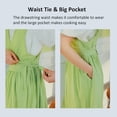 thumbnail image 3 of Double Sided Cotton Linen Apron for Women with Pocket, V-neck and Flat-neck Split Pinafore for Kitchen Garden Cooking, 3 of 6